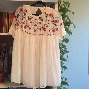 Cream Zara Embroidered Dress